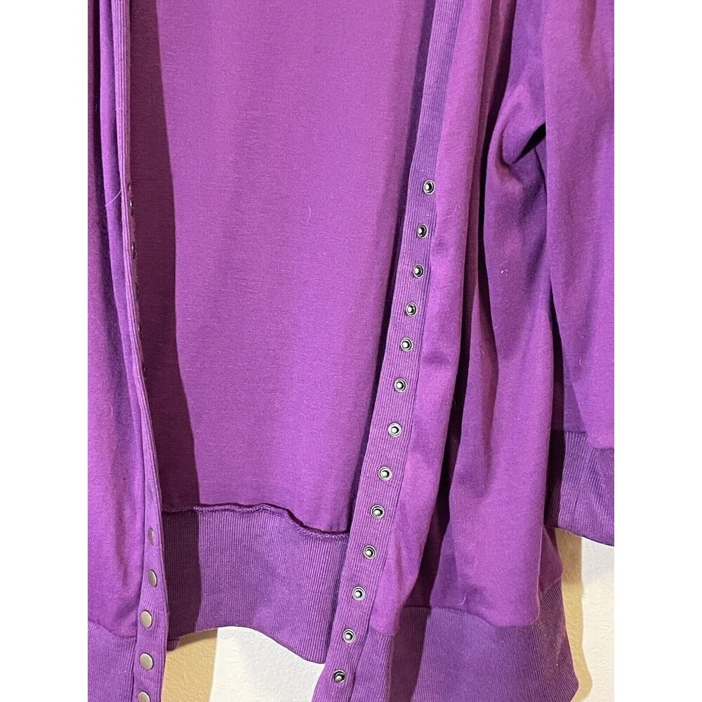 Steven McQueen Women’s Cardigan Size XL Purple Snaps 3/4 Sleeves